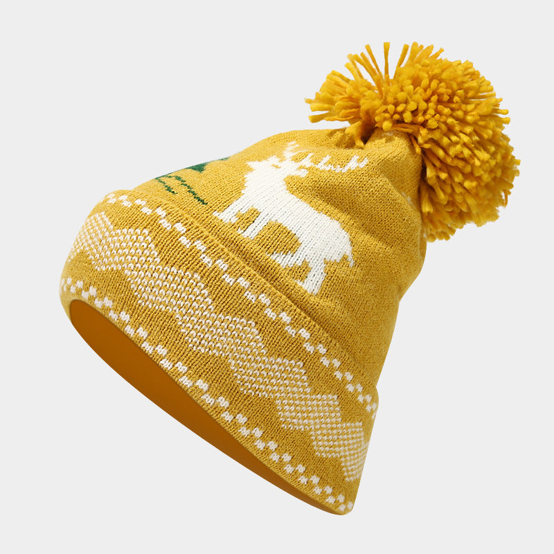 Ensemble bonnet, écharpe et gants à motif rennes de Noël (6 couleurs)