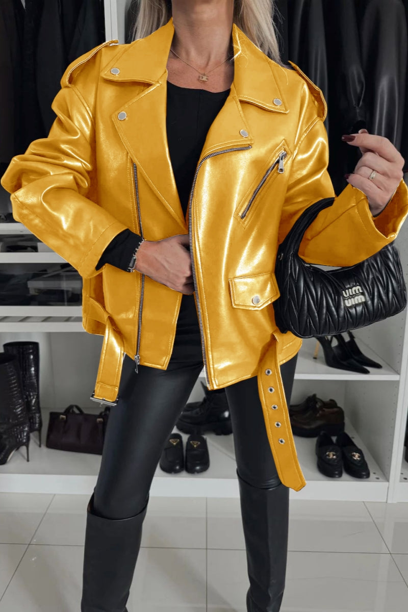 Vêtements d'extérieur décontractés à col rabattu et fermeture éclair (5 couleurs)