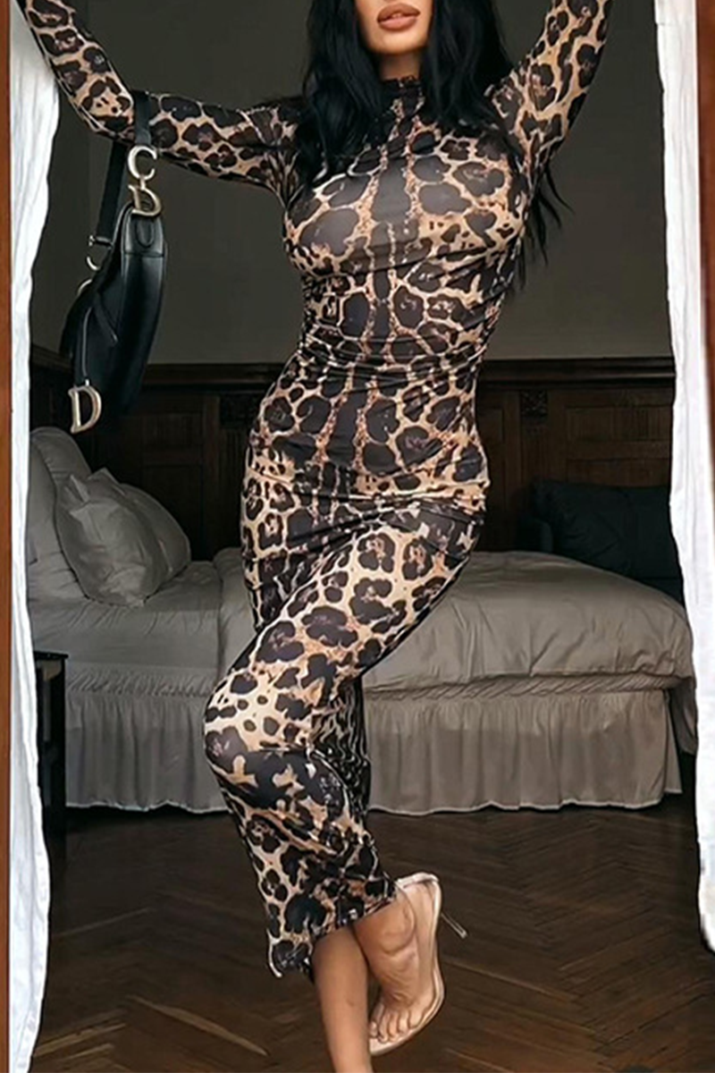 Robe-jupe sexy à imprimé serpent, rayures contrastées, demi-col montant, une seule épaule.