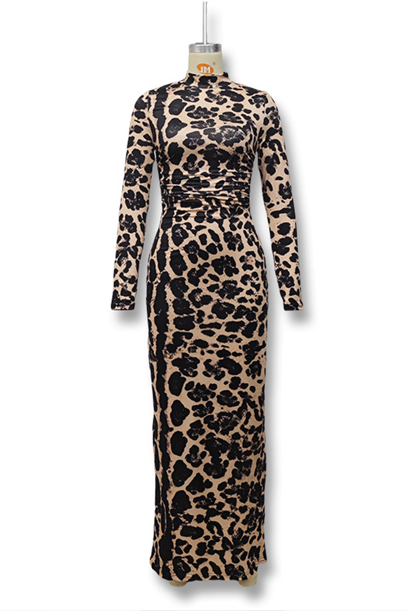 Robe-jupe sexy à imprimé serpent, rayures contrastées, demi-col montant, une seule épaule.