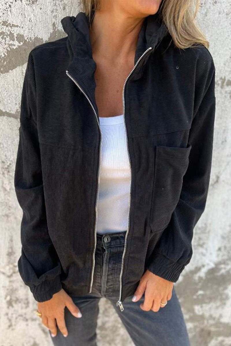 Vêtements d'extérieur décontractés à capuche avec fermeture éclair et poches (5 couleurs)