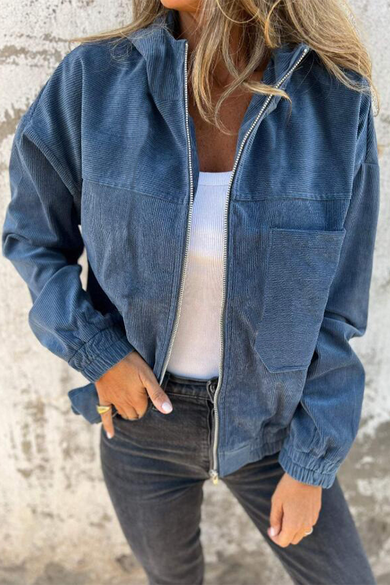 Vêtements d'extérieur décontractés à capuche avec fermeture éclair et poches (5 couleurs)