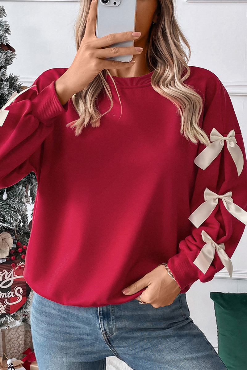 Sweats décontractés à col rond avec décor nœud pour tous les jours