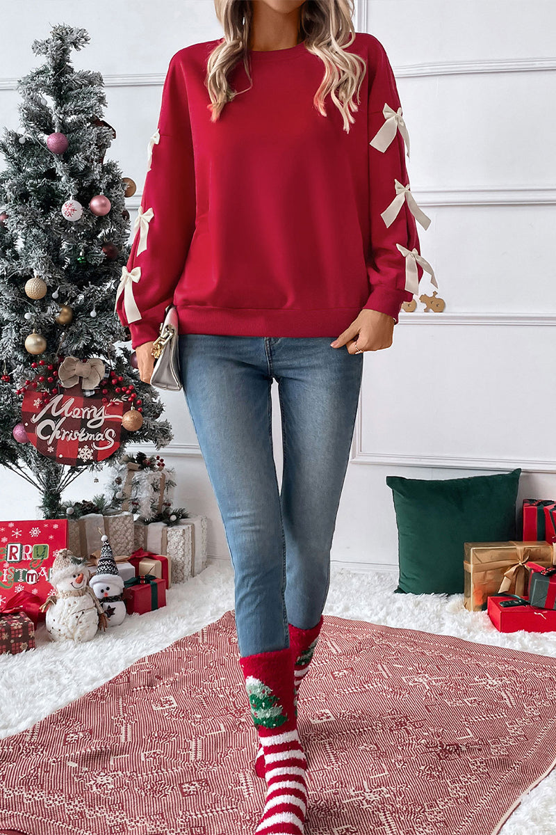 Sweats décontractés à col rond avec décor nœud pour tous les jours