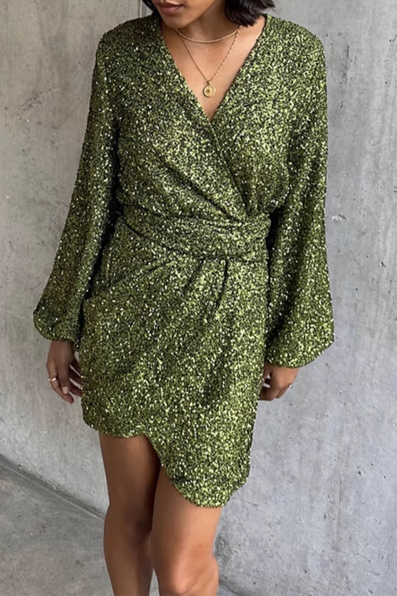 Robes Sexy en Dentelle à Volants et Décolleté en V (4 Couleurs)