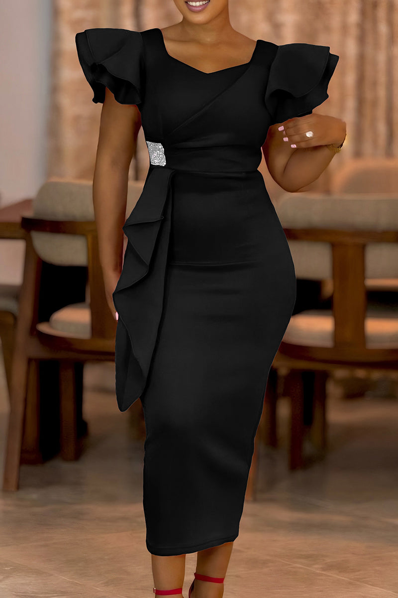 Robes-jupes dépareillées à col asymétrique, garnies de volants et de patchwork, style décontracté (4 couleurs)