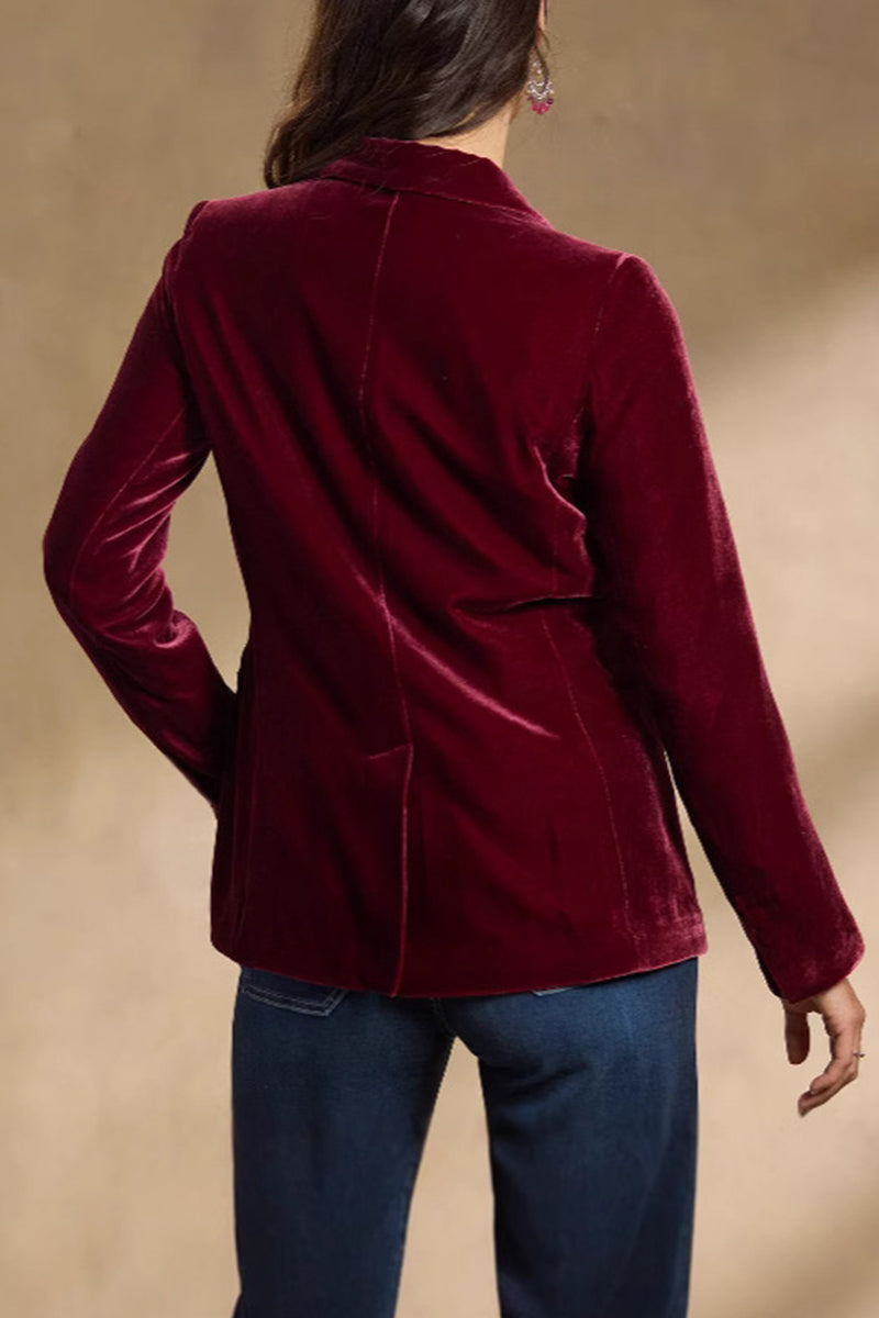 Vêtements d'extérieur en velours à col montant, à boutons et fente, style décontracté (4 couleurs)