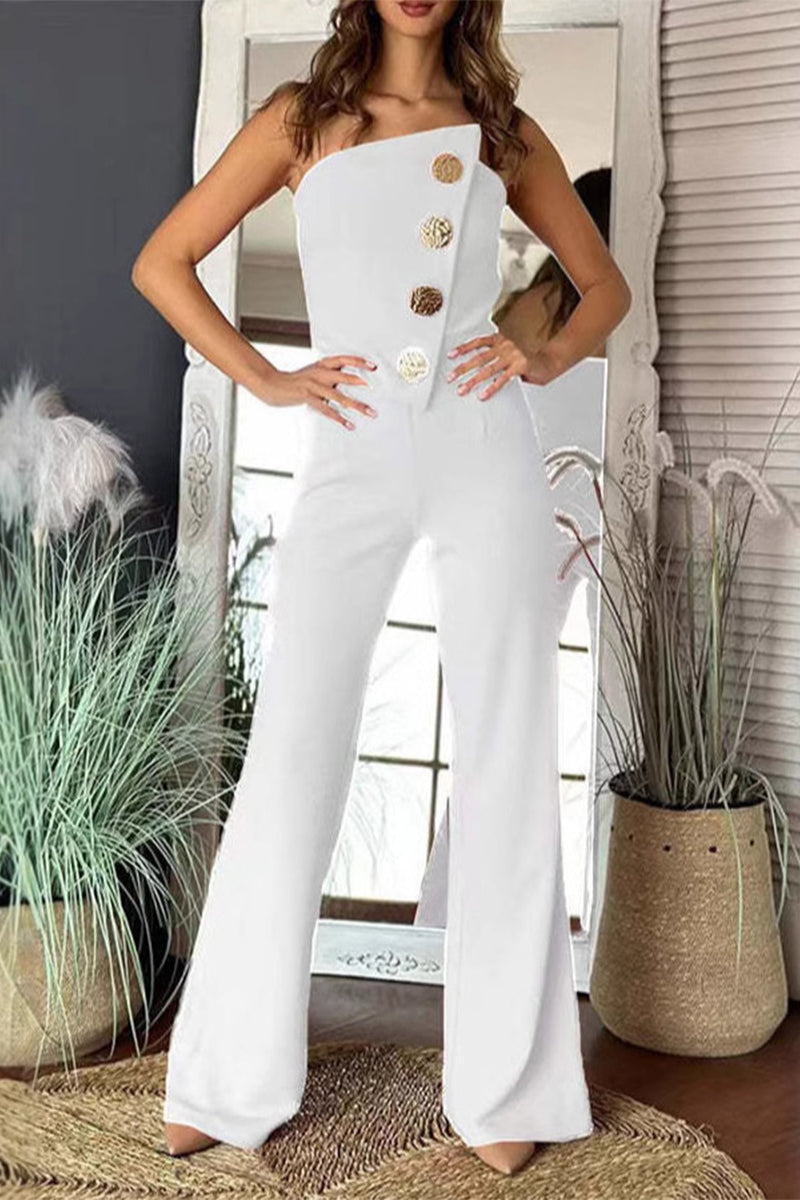 Combinaisons sexy à boutons, sans bretelles, taille régulière, motif irrégulier (6 couleurs)