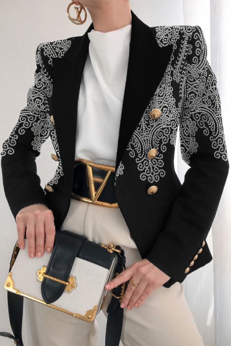 Vêtements d'extérieur décontractés à pois, imprimé léopard, boutons contrastés, col montant (4 couleurs)