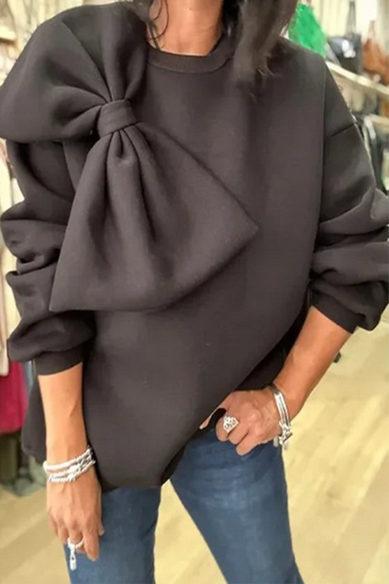 Sweats décontractés à col rond avec décor nœud (5 couleurs)