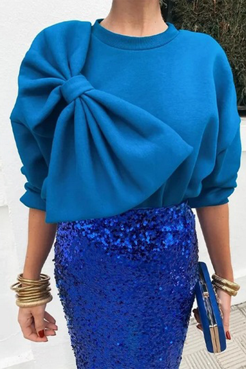 Sweats décontractés à col rond avec décor nœud (5 couleurs)