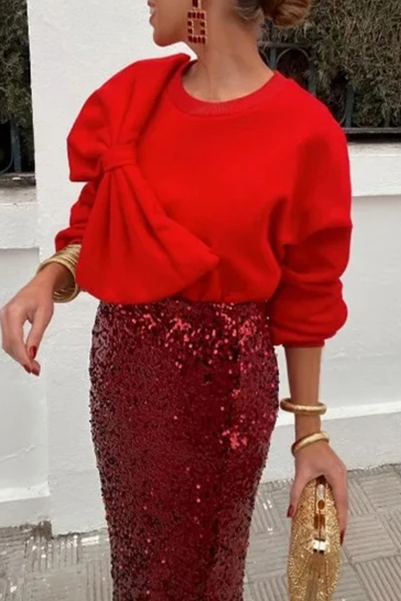 Sweats décontractés à col rond avec décor nœud (5 couleurs)