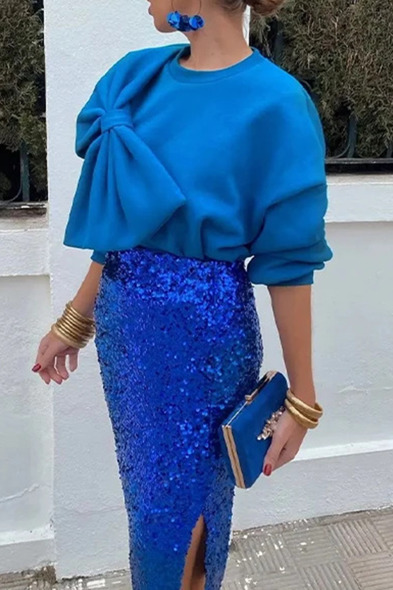 Sweats décontractés à col rond avec décor nœud (5 couleurs)