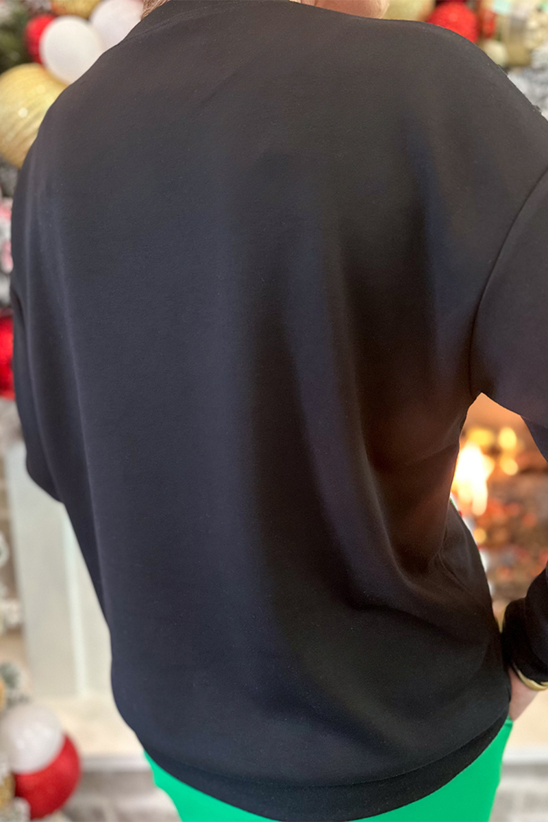 Sweats décontractés à paillettes, col rond, motif sapin de Noël