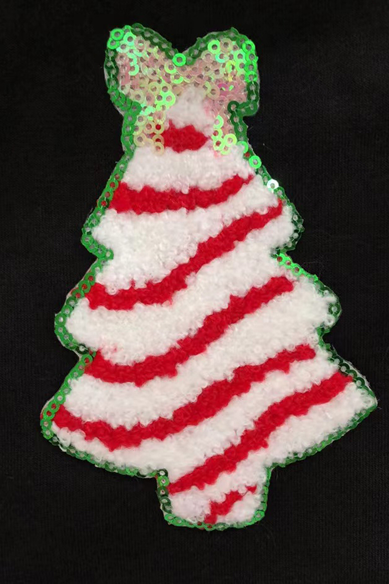 Sweats décontractés à paillettes, col rond, motif sapin de Noël