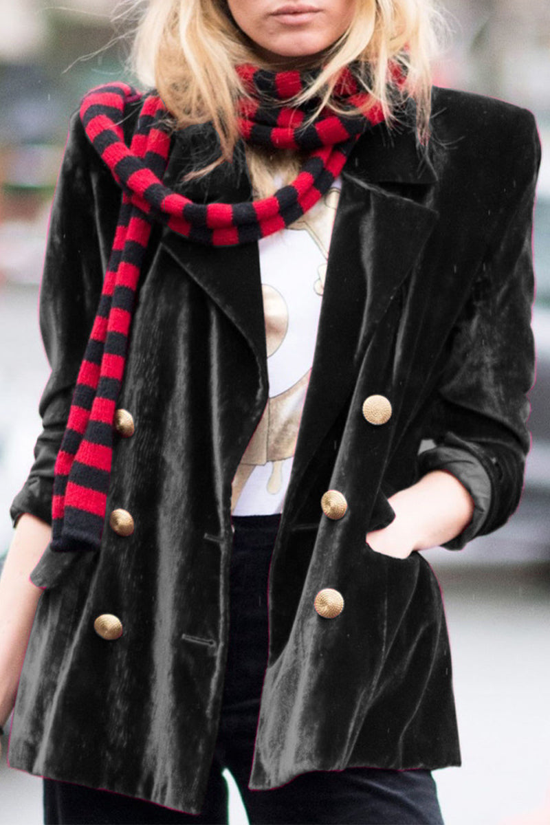 Vêtements d'extérieur décontractés, style streetwear, avec poches, boutons, col montant en velours (4 couleurs)