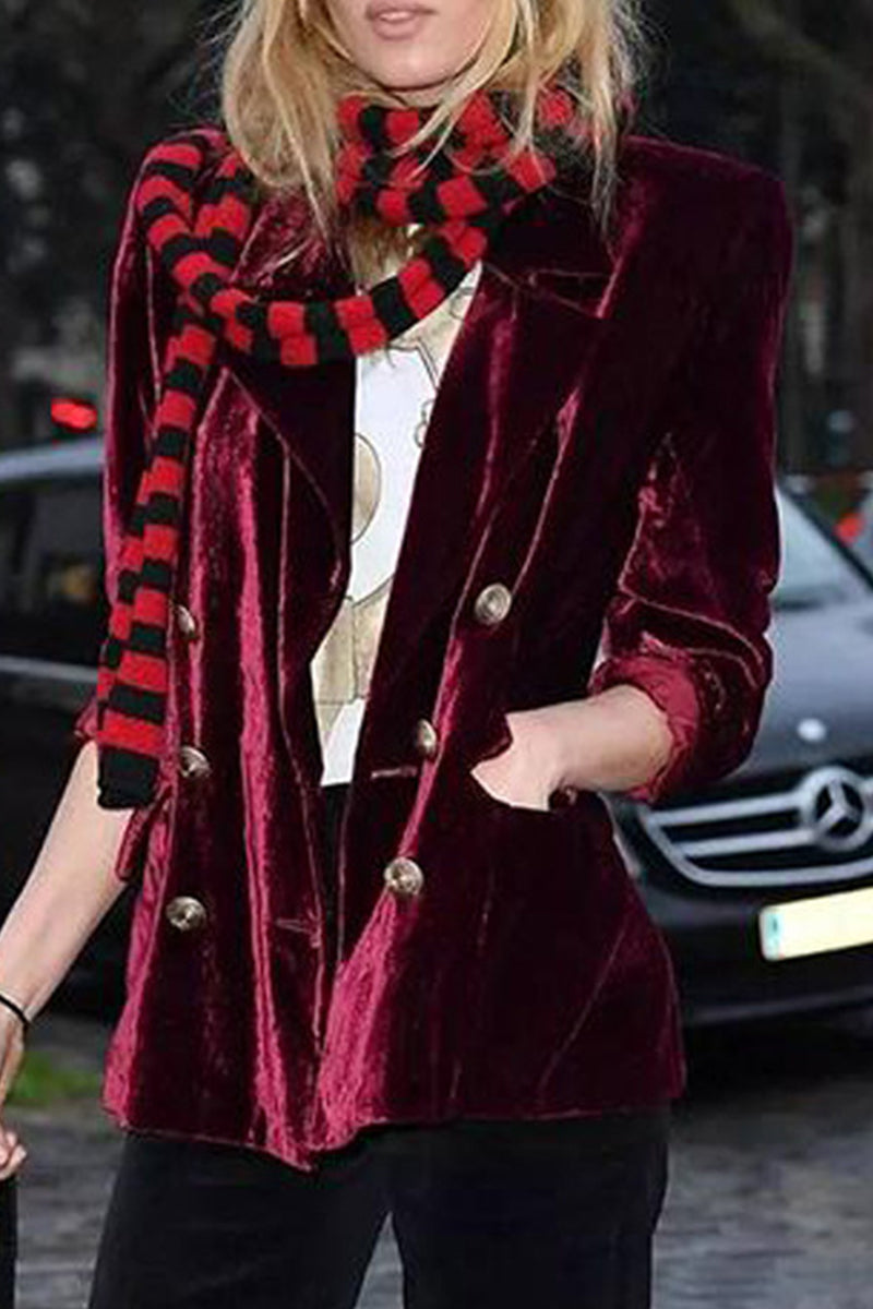 Vêtements d'extérieur décontractés, style streetwear, avec poches, boutons, col montant en velours (4 couleurs)