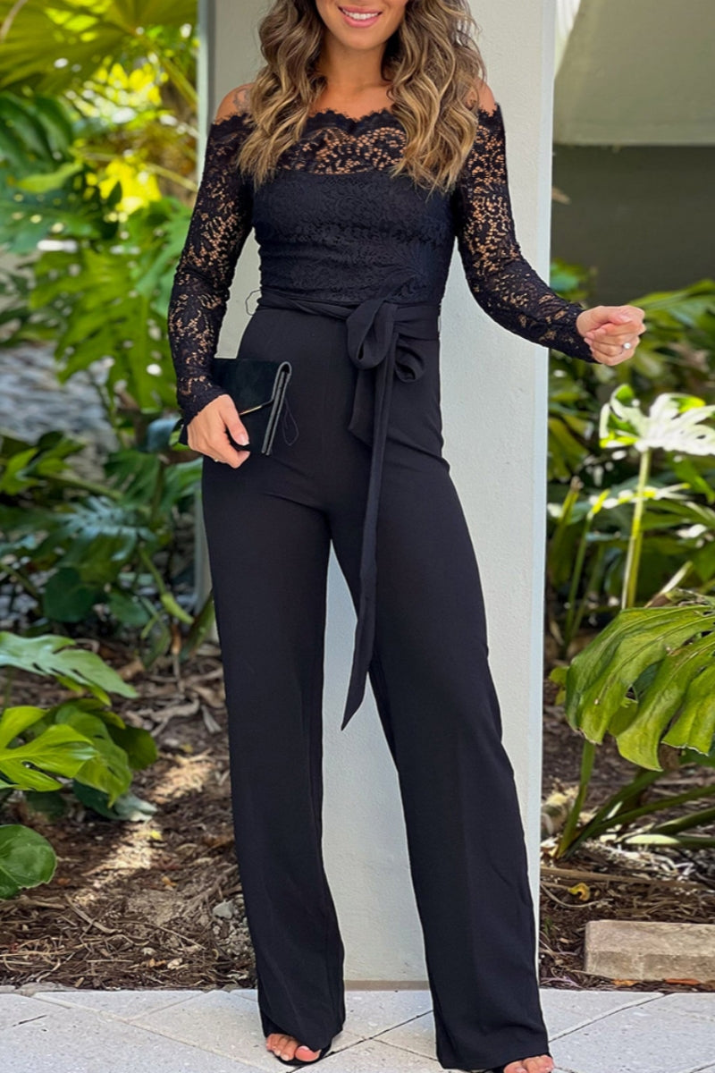 Combinaisons moulantes sexy, décontractées, élégantes, en dentelle, avec dos nu et épaules dénudées.