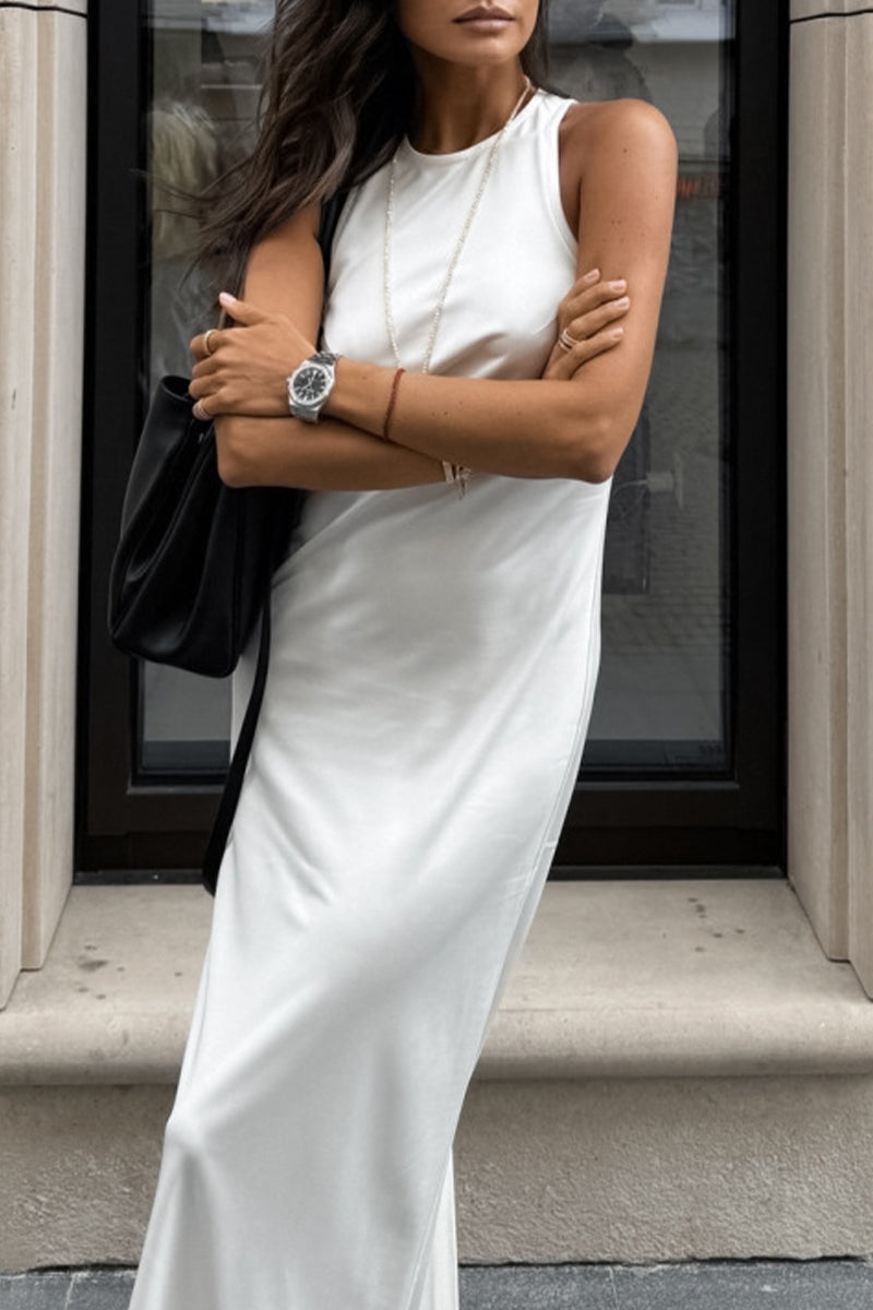 Robes décontractées à porter au quotidien, col rond, sans manches