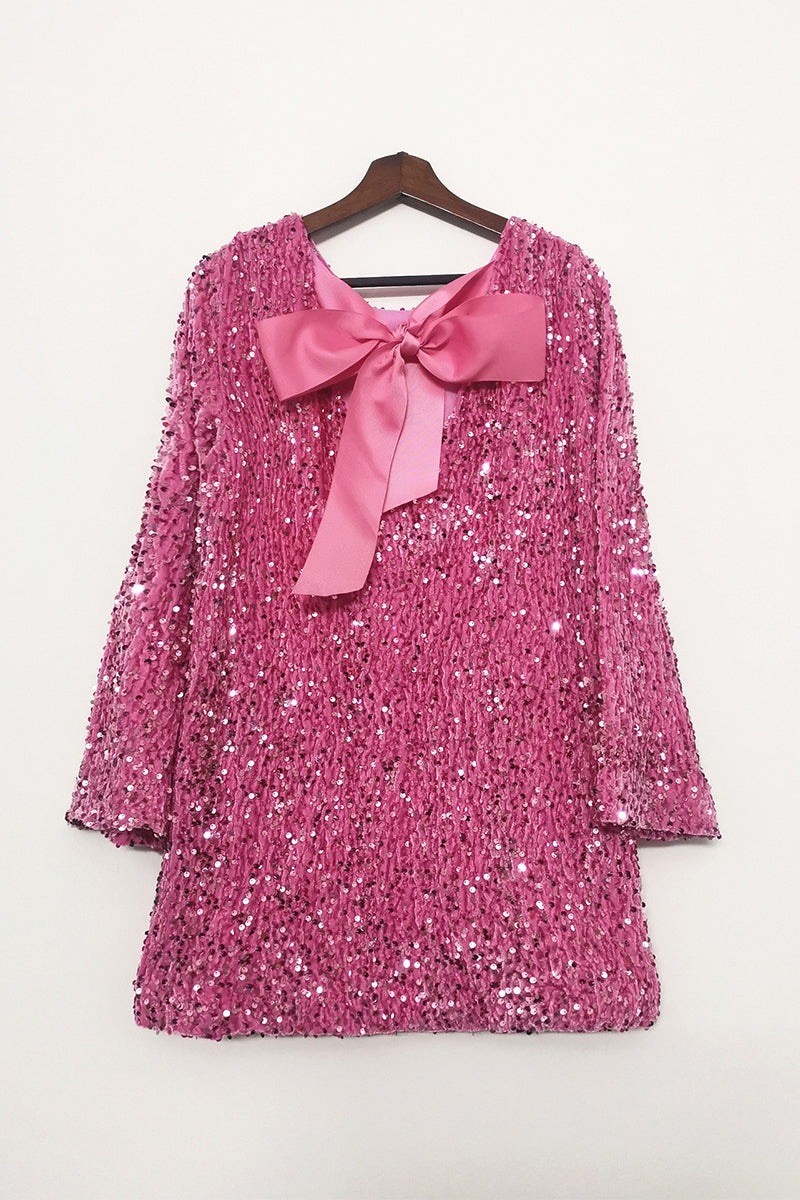 Sexy Sequins Lace Up Backless O Neck A Line Dresses