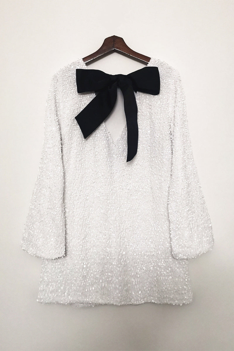 Sexy Sequins Lace Up Backless O Neck A Line Dresses