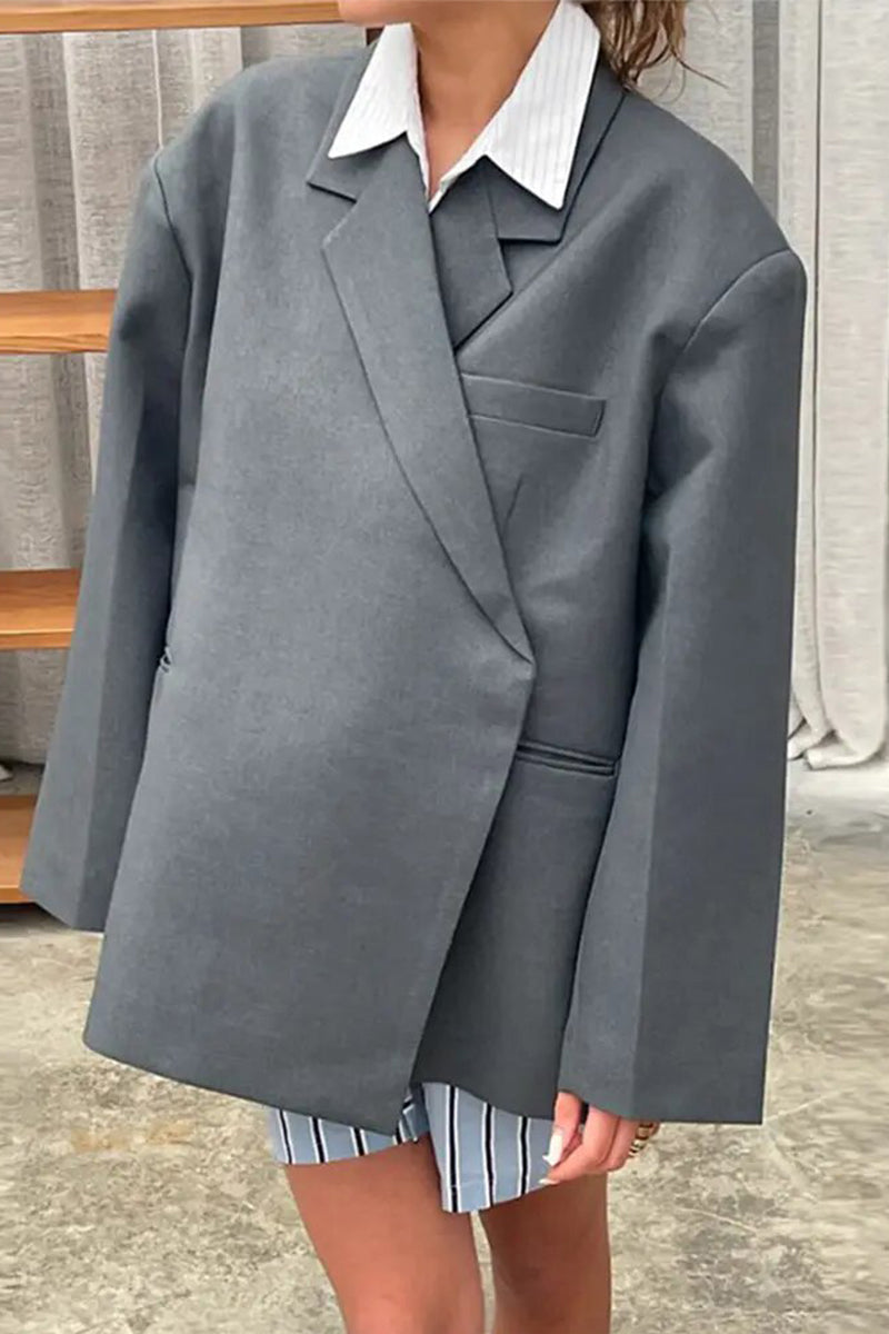 Vêtements d'extérieur décontractés à lacets et col montant avec poches (3 couleurs)