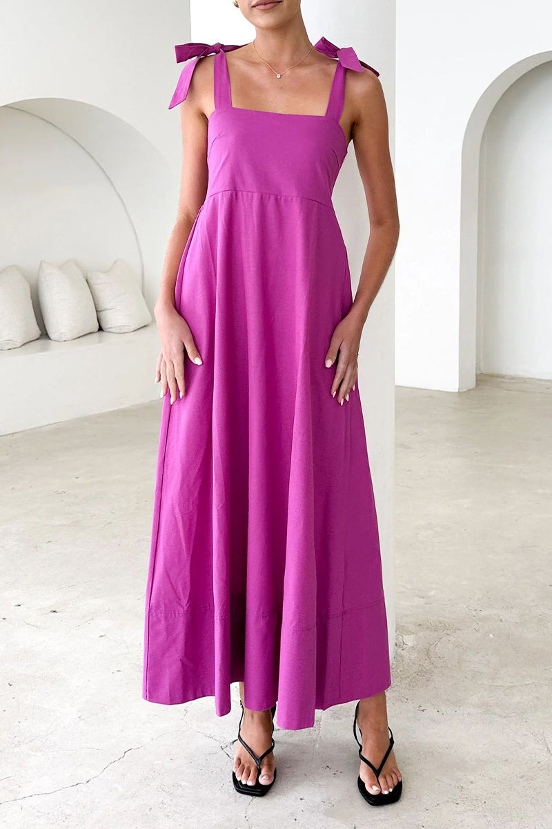 Robes décontractées à porter au quotidien, à lacets, avec décolleté carré et bretelles (3 couleurs)