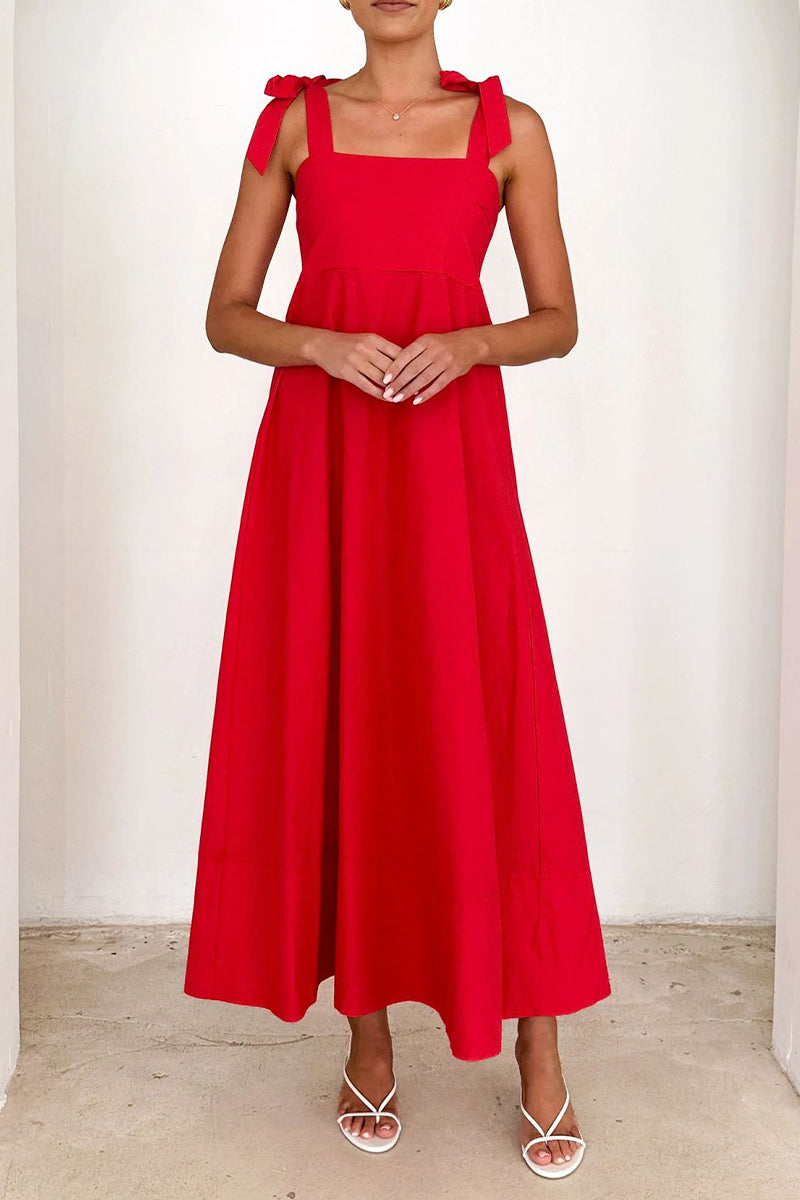 Robes décontractées à porter au quotidien, à lacets, avec décolleté carré et bretelles (3 couleurs)