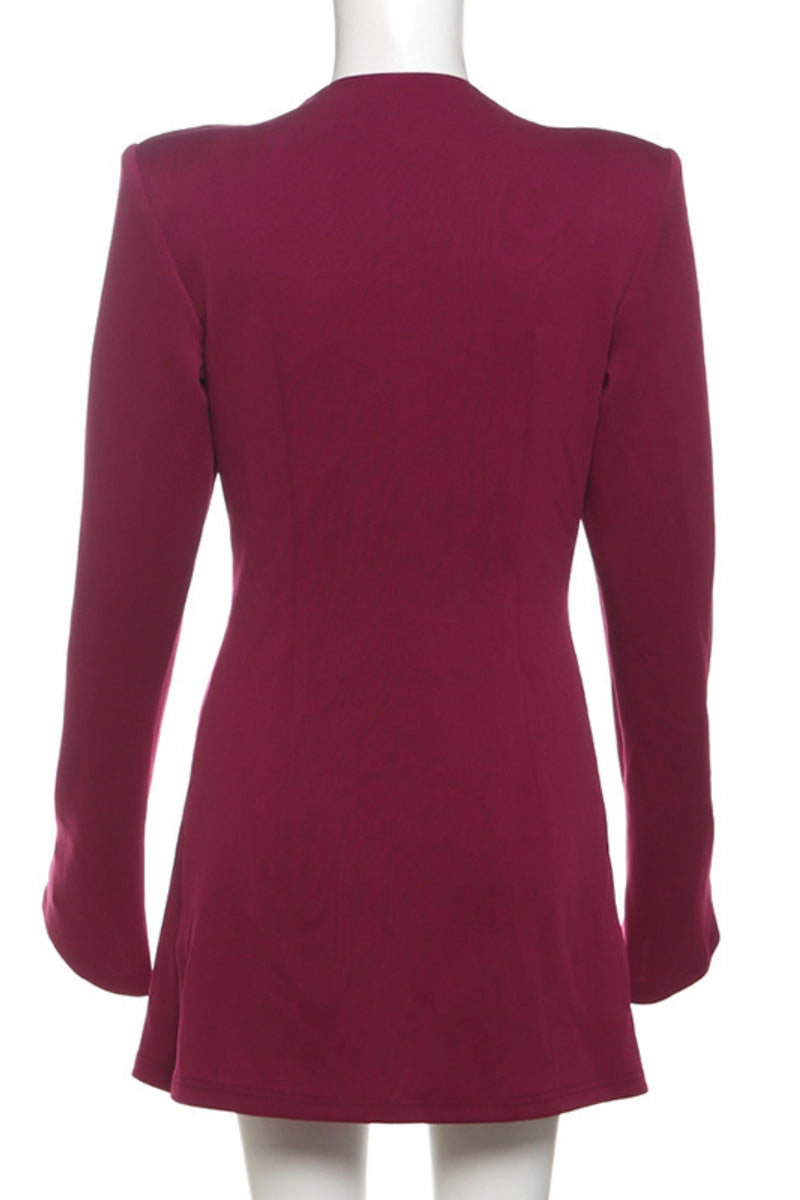 Vêtements d'extérieur décontractés, couleur unie, boutons, col en V (3 couleurs)