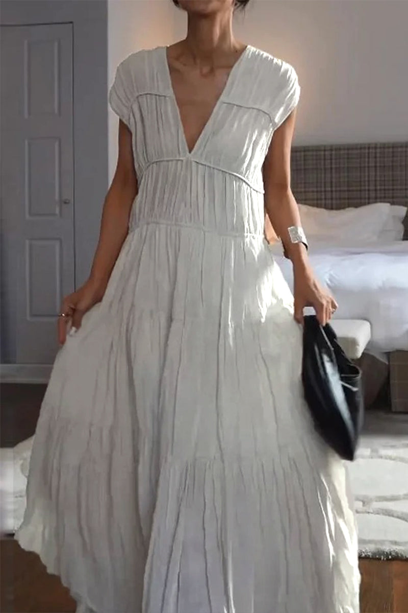 Robes décontractées sans manches à col en V et patchwork