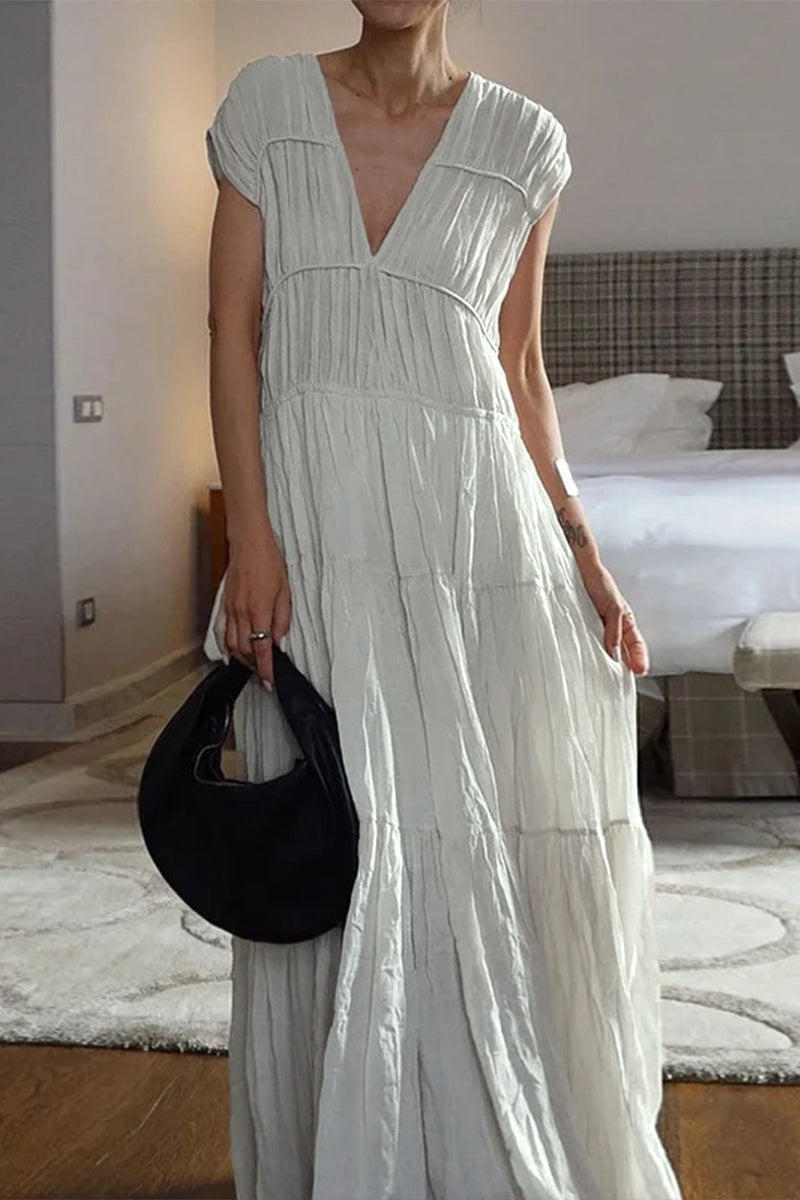 Robes décontractées sans manches à col en V et patchwork