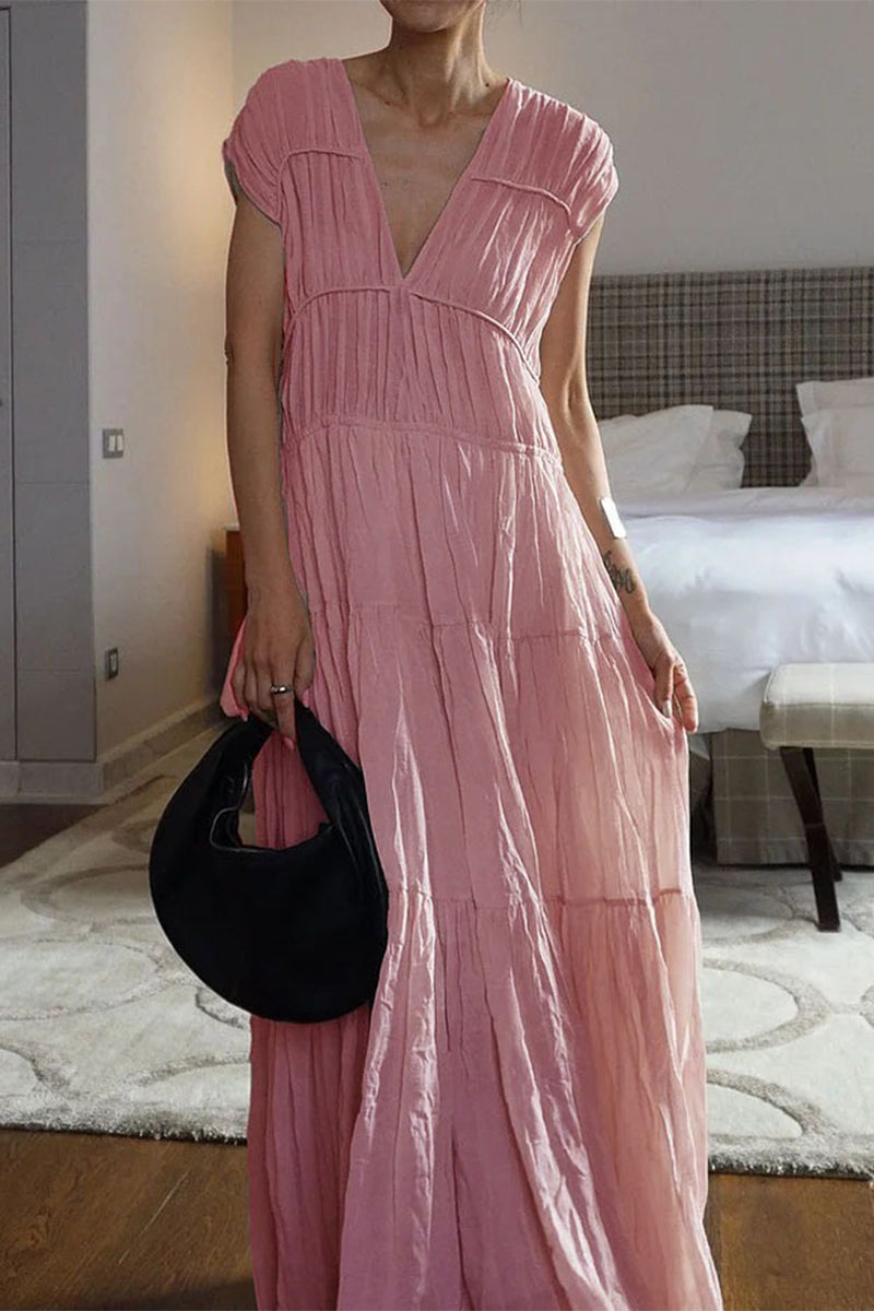 Robes décontractées sans manches à col en V et patchwork