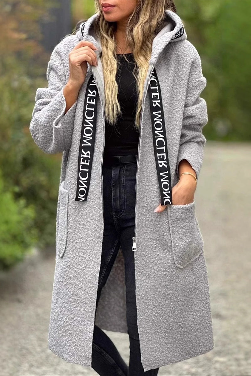 Vêtements d'extérieur à capuche zippés, style patchwork et poches, décontractés (6 couleurs)