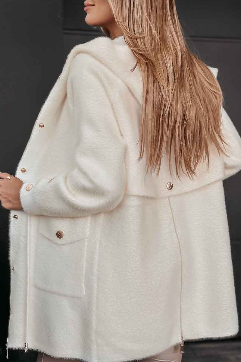 Vêtements d'extérieur à capuche zippés, décontractés, avec poches, finitions métalliques et accessoires (4 couleurs)