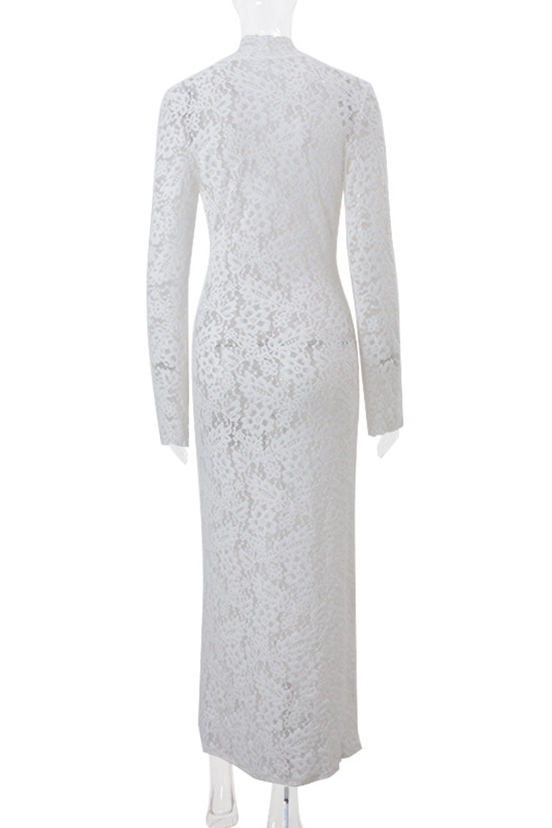 Sexy Lace See-Through Strap Design V Neck Lace Dress Dresses