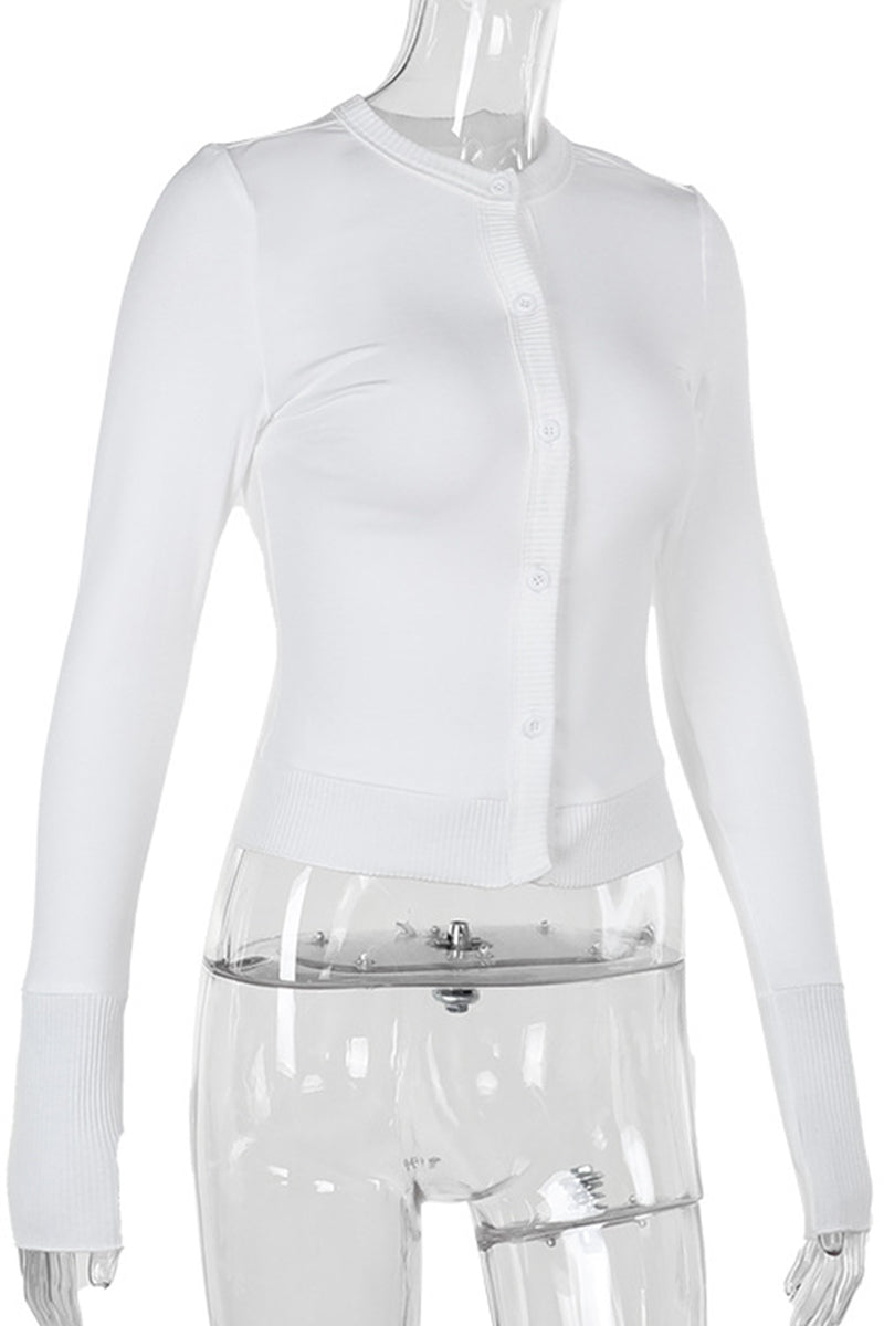 Vêtements d'extérieur décontractés à porter au quotidien, col rond et boutons.