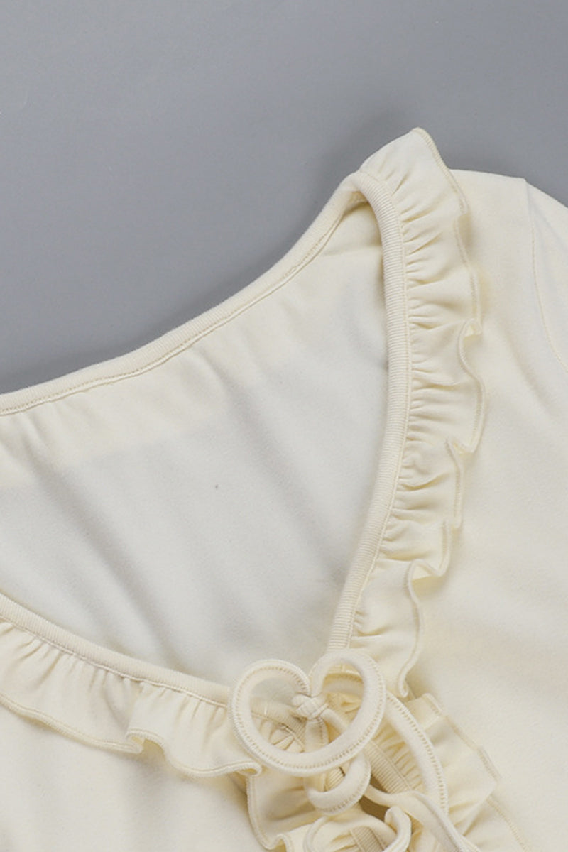 Haut décolleté en V, style décontracté, avec lacets et liseré, à encolure en V.