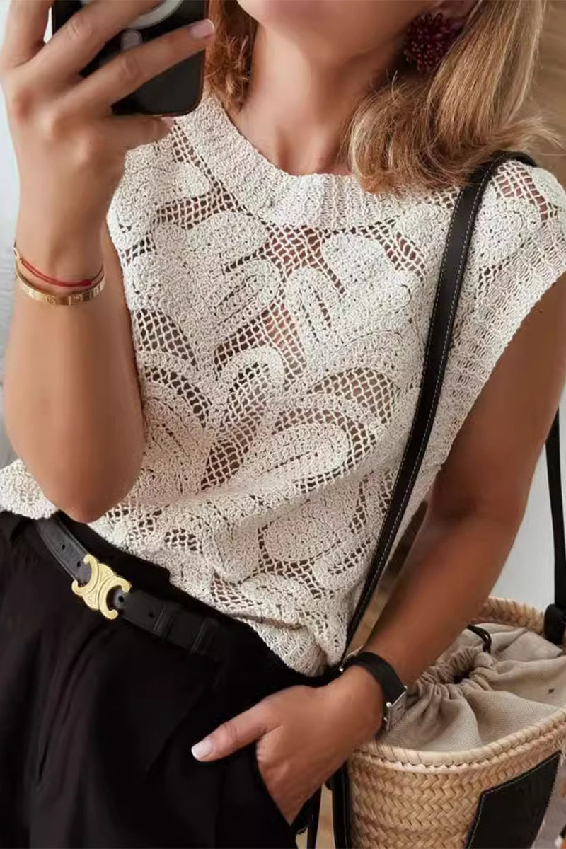 Hauts décontractés à col rond avec découpes quotidiennes