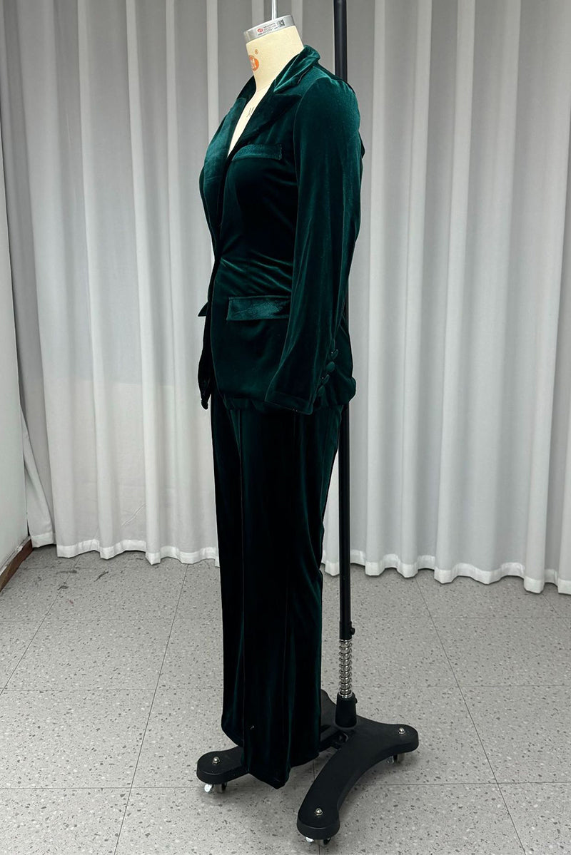 Ensemble deux pièces décontracté, boutonné, en velours, col montant, manches longues, pour tous les jours.