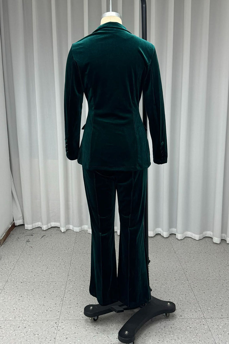 Ensemble deux pièces décontracté, boutonné, en velours, col montant, manches longues, pour tous les jours.