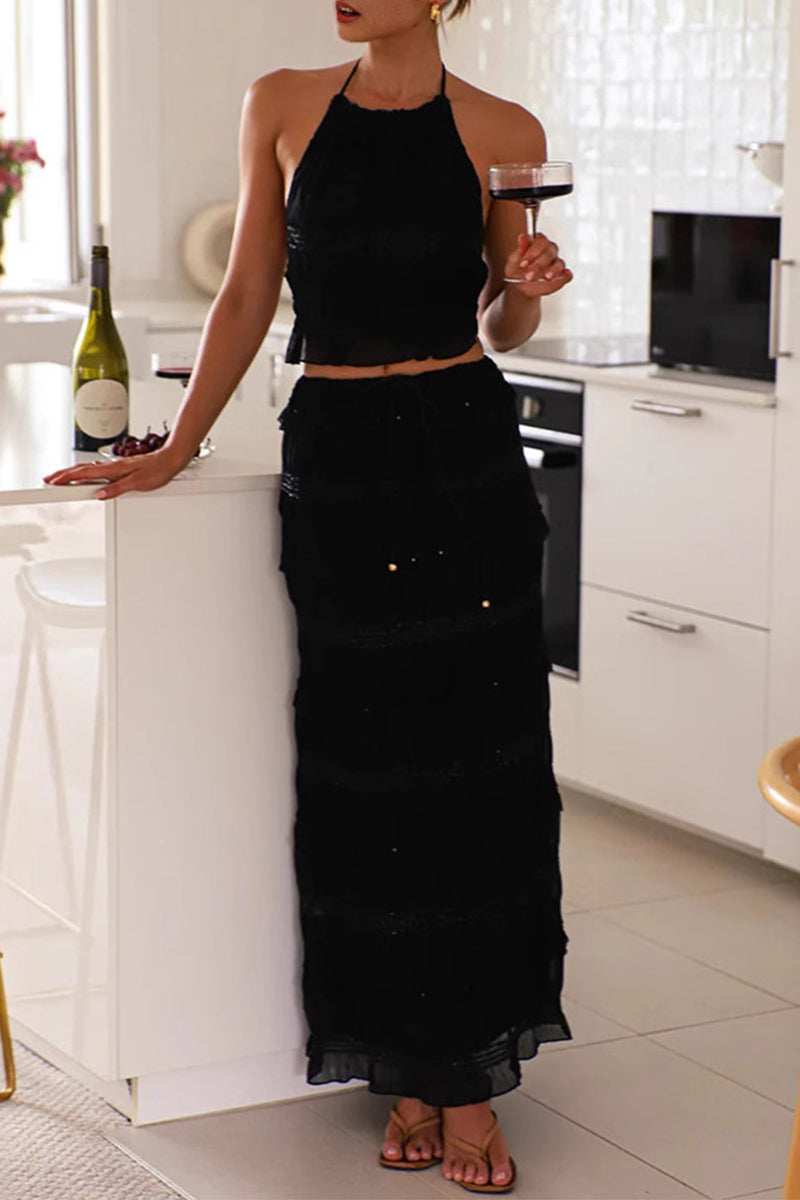 Sexy Schnür-Halter-Top, ärmellos, zweiteilig (4 Farben)