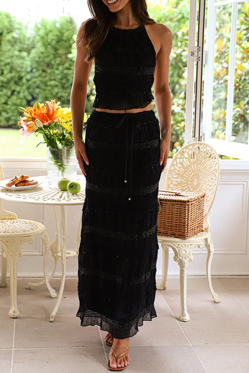 Sexy Schnür-Halter-Top, ärmellos, zweiteilig (4 Farben)