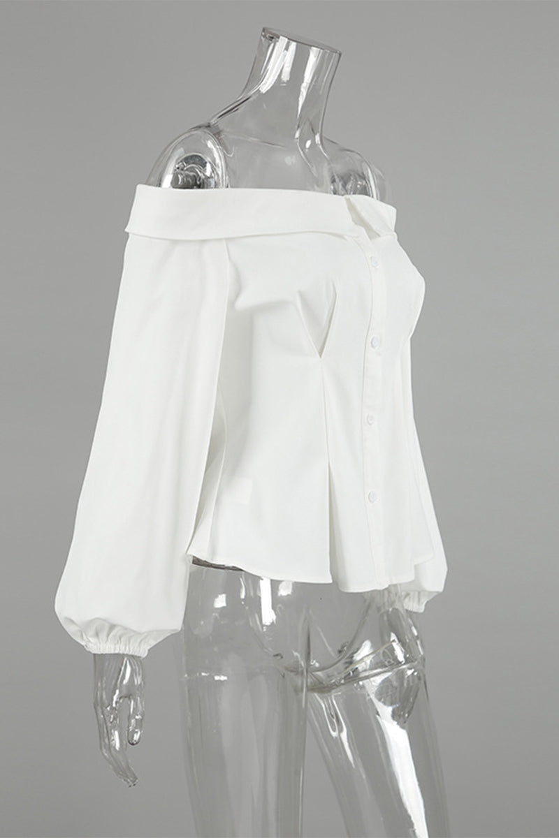 Sexy Buttons Off Shoulder Blouses