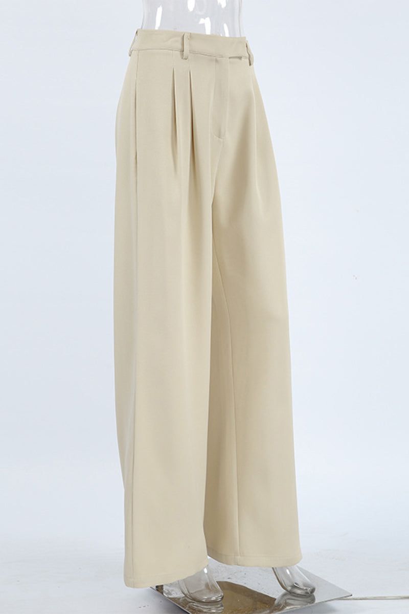 Casual Street Patchwork Loose High Waist Wide Leg Bottoms(No waist belt)