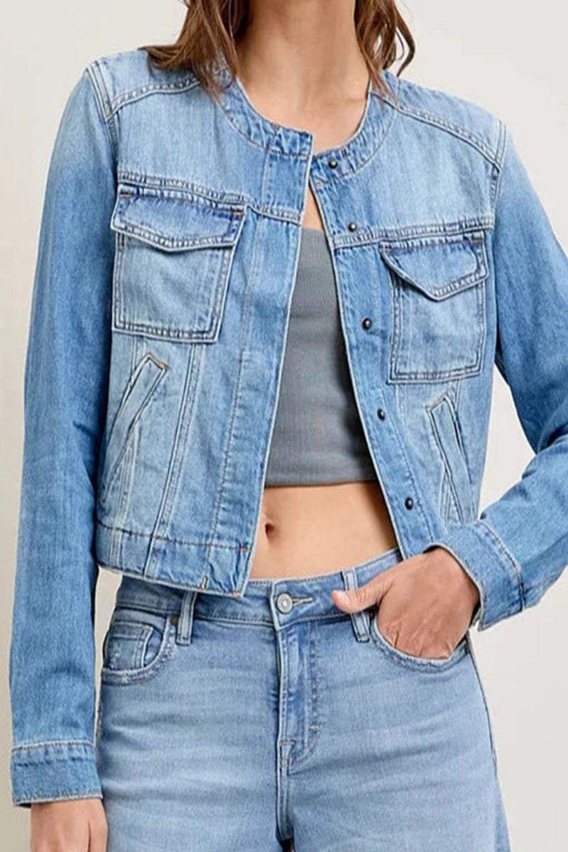 Vêtements d'extérieur délavés à col rond, dégradés, style décontracté et streetwear.