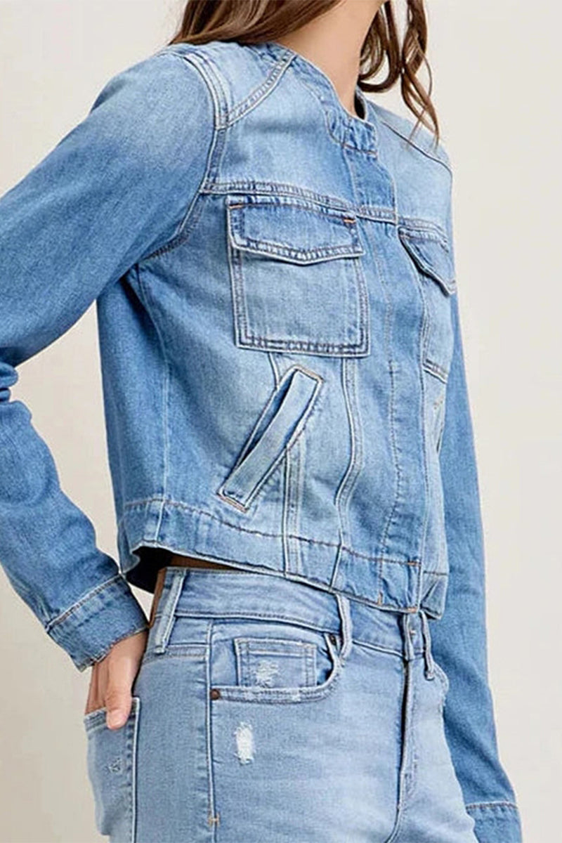 Vêtements d'extérieur délavés à col rond, dégradés, style décontracté et streetwear.