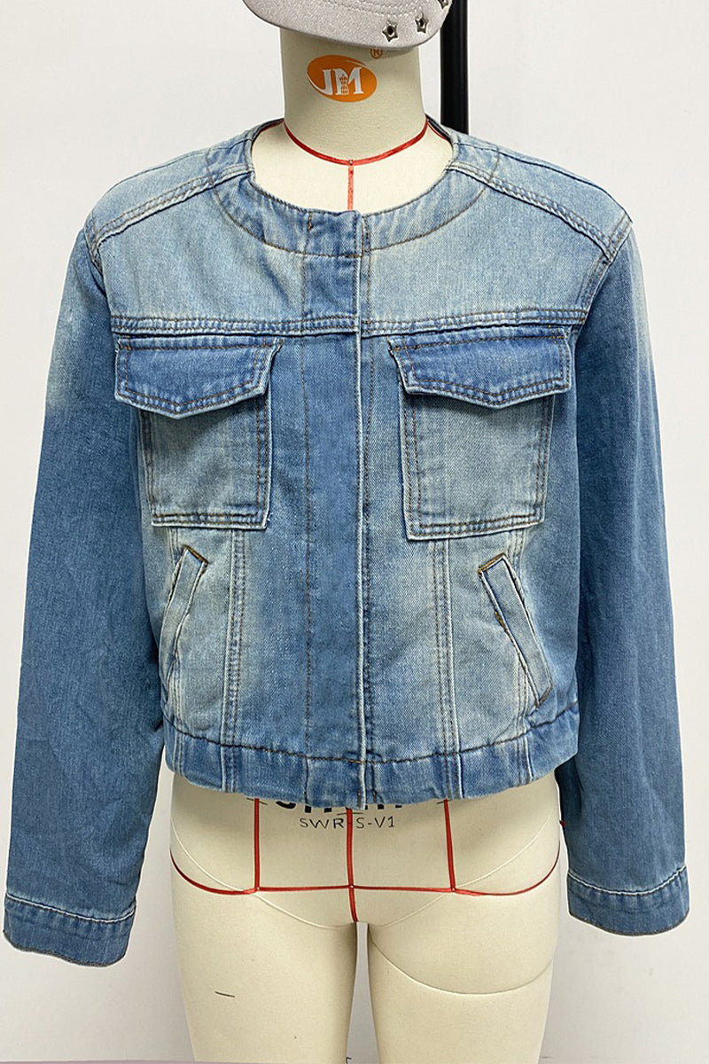 Vêtements d'extérieur délavés à col rond, dégradés, style décontracté et streetwear.