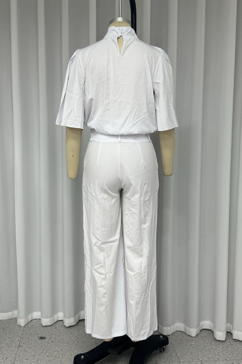 Casual Pocket Turtleneck Half Sleeve Two Pieces(No waist belt)