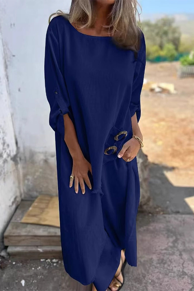 Ensemble deux pièces décontracté, manches longues, col rond irrégulier, poches, effet usé (6 couleurs)