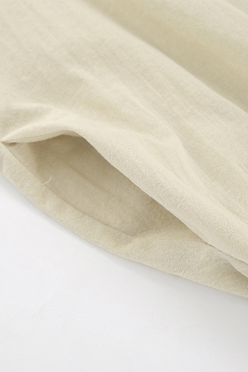 Robes décontractées sans dos avec poches, col carré contrasté et bretelles.